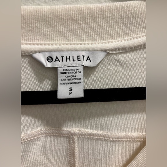 Athleta Retroterry V-Neck Sweatshirt Tee in cream, Size S - Picture 4 of 6